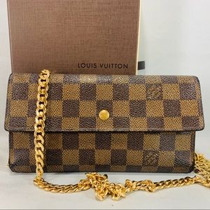 LOUIS VUITTON Damier Ebene Wallet on Chain